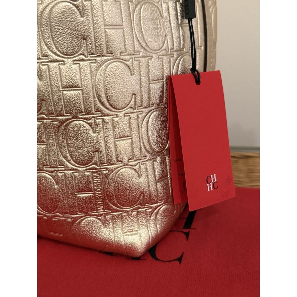 Authentic NWT gold monogram leather Carolina Herrera Matryoshka M medium handbag - Picture 2 of 12